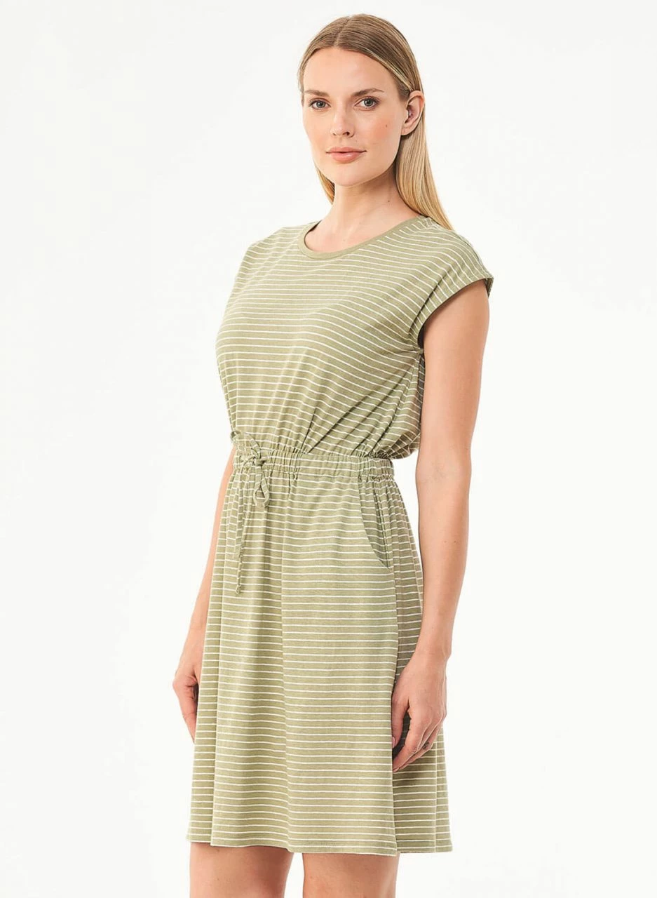 Kleid Aus Bio-Baumwolle & Leinen - Olive/offwhite 3 Kleid Aus Bio-Baumwolle & Leinen - Olive/offwhite
