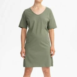 Mela Fairtrade V-Neck Kleid Janitra - Thymian