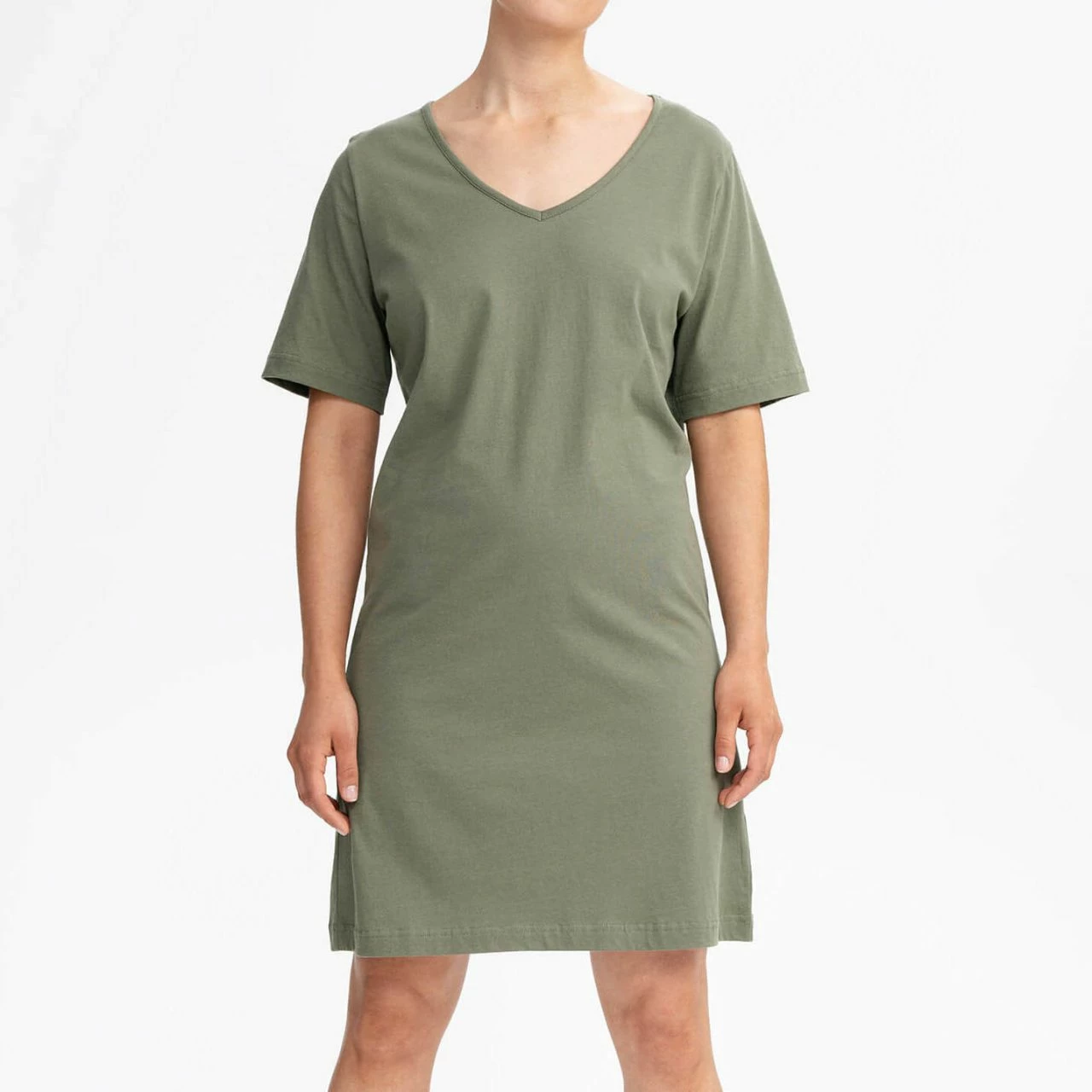 Mela Fairtrade V-Neck Kleid Janitra - Thymian 3 Mela Fairtrade V-Neck Kleid Janitra - Thymian