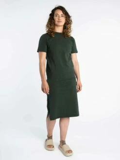 Mela Fairtrade Jersey-Kleid Latika Aus Bio-Baumwolle - Dunkelgrün -Grundstoff Verkaufsladen leichtes Sommerkleid GOTS Baumwolle Latika dagr 1280x1280