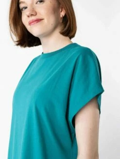 Mela Fairtrade Jersey-Kleid Sunea Aus Bio-Baumwolle - Petrol -Grundstoff Verkaufsladen locker geschnittenes Jersey Kleid Sunea teal 1280x1280