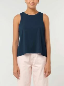 Kurzes Tank-Top Aus Bio-Baumwolle - French Navy -Grundstoff Verkaufsladen locker geschnittenes cropped Top W038 727 1280x1280