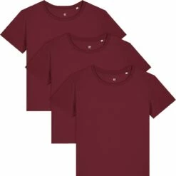 Basic T-Shirt Aus Bio-Baumwolle - 3er-Pack - Burgundy