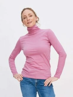 Rollkragen-Longsleeve Aus Bio-Baumwolle - Dusty Rose -Grundstoff Verkaufsladen nachhaltige damen mode living crafts 63903 529 1280x1280