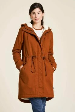 Warmer Twillmantel - Caramel -Grundstoff Verkaufsladen nachhaltiger frauen mantel mit sherpa futter W23A92 caramel 1280x1280