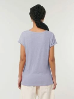 Slub T-Shirt Aus Bio-Baumwolle - Lavender -Grundstoff Verkaufsladen nachhaltiges Shirt Rueckansicht lavendel W112 063 1280x1280