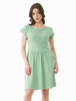 Kurzarm-Kleid Aus Bio-Baumwolle - Matcha Green