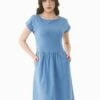 Kurzarm-Kleid Aus Bio-Baumwolle - Coronet Blue -Grundstoff Verkaufsladen nachhaltiges sommerkleid hellblau bio baumwolle casual 009 coronetblue 1280x1280
