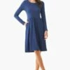 Langarm-Kleid Aus Bio-Baumwolle - Navy -Grundstoff Verkaufsladen navyblaues langarmkleid fair fashion casual 008 navy 1280x1280