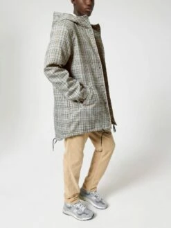 Unisex Padded Parka Aus Recyceltem Polyester - Beige Tweed Check -Grundstoff Verkaufsladen oekofairer Parka Damen Herren U947 829 1280x1280