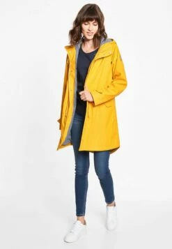 Derbe Regenmantel TRAVEBY - Yellow/navy -Grundstoff Verkaufsladen regenjacke damen gelb blau gestreift baumwolle innenfutter derbe ressourcenschonend W Traveby 040 010 1280x1280
