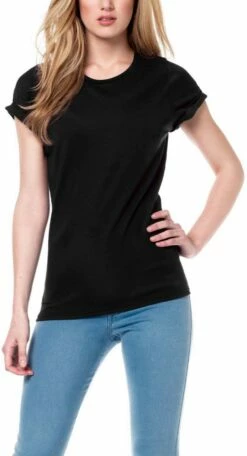 Organic Rolled-Up Sleeve T-Shirt - Black -Grundstoff Verkaufsladen rolled sleeve shirt schwarz EP12 1280x1280