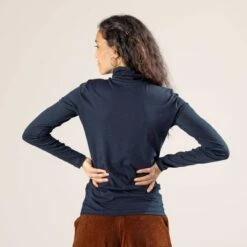 Rollkragen-Longsleeve Aus Bio-Baumwolle - Ink Blue 9 Rollkragen-Longsleeve Aus Bio-Baumwolle - Ink Blue -Grundstoff Verkaufsladen rueckansicht damen longsleeve turtleneck bio vegan 63903 566 1280x1280