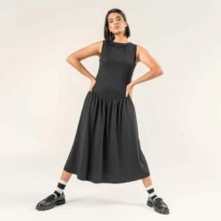 Kleid Aus Bio-Baumwolle Und Viskose - Black -Grundstoff Verkaufsladen schwarzes kleid viskose bio baumwolle living crafts rose black vegan damen aermellos fair fashion 68537 52 1280x1280