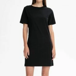 Mela Schweres Fairtrade T-Shirt Kleid Shrishti - Schwarz