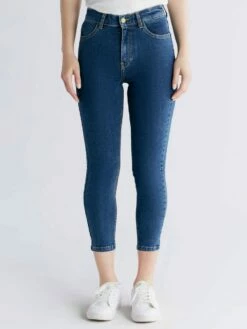 Skinny Fit Cropped Jeans Aus Bio-Baumwolle - Lapis Blue