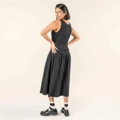 Kleid Aus Bio-Baumwolle Und Viskose - Black -Grundstoff Verkaufsladen sommerkleid kleid damen a linie schwarz black rose living crafts vegan fair bio baumwolle viskose 68537 52 1280x1280