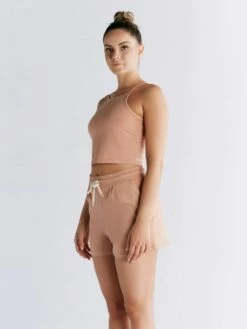 Crop Top Aus Bio-Baumwolle - Café Crema -Grundstoff Verkaufsladen sportliches Top Hose beige 1217 070 1440 070 1280x1280