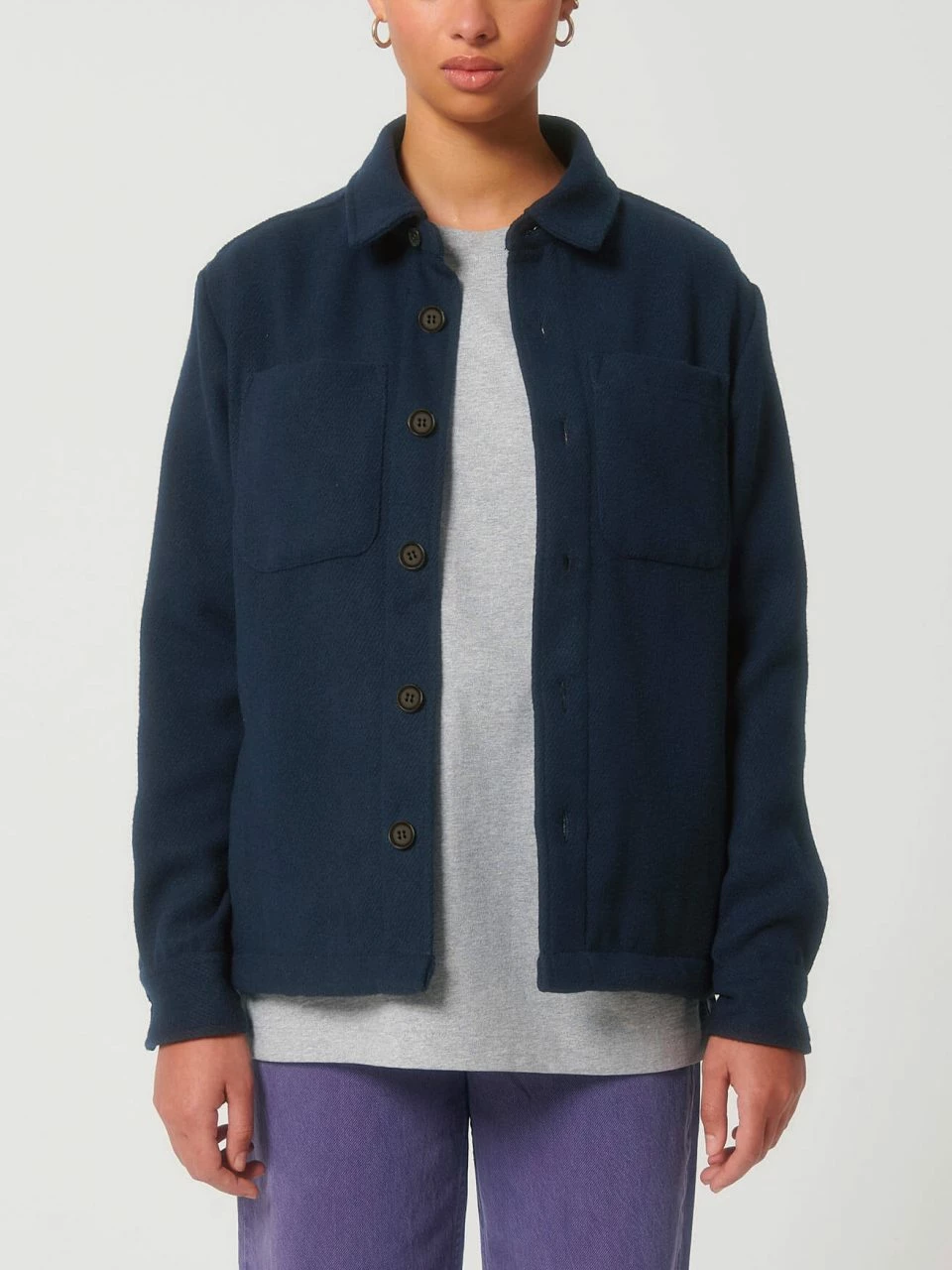 Unisex Twill Overshirt Aus Recyceltem Polyester - French Navy 5 Unisex Twill Overshirt Aus Recyceltem Polyester - French Navy – Bild 3