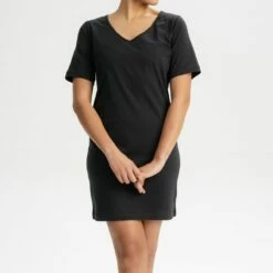 Mela Fairtrade V-Neck Kleid Janitra - Schwarz