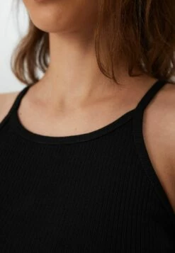 Ripp-Jersey Crop Top Aus Bio-Baumwolle - Schwarz -Grundstoff Verkaufsladen vegan fair Rippstruktur 1515 021 1280x1280