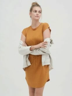 Jersey-Kleid Aus Leinen - Amber -Grundstoff Verkaufsladen veganes Sommerkleid amber 66642 390 1280x1280