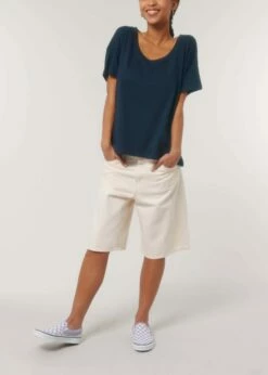 Weites T-Shirt Aus Bio-Baumwolle - French Navy -Grundstoff Verkaufsladen veganes T Shirt lockere PAassform W036 727 1280x1280