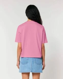 Boxy T-Shirt Aus Bio-Baumwolle - Bubble Pink -Grundstoff Verkaufsladen veganes basic tshirt locker geschnitten pink damen global organic textile standard W175 129 1280x1280