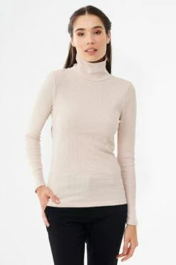 Longsleeve Mit Rollkragen Aus Bio-Baumwolle - Stone