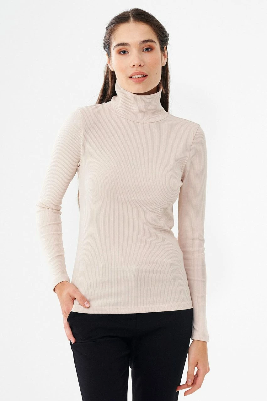 Longsleeve Mit Rollkragen Aus Bio-Baumwolle - Stone 3 Longsleeve Mit Rollkragen Aus Bio-Baumwolle - Stone