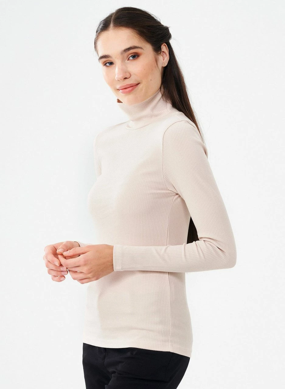 Longsleeve Mit Rollkragen Aus Bio-Baumwolle - Stone 4 Longsleeve Mit Rollkragen Aus Bio-Baumwolle - Stone – Bild 2