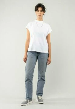 Mela Fairtrade T-Shirt Madhu Aus Bio-Baumwolle - Weiss -Grundstoff Verkaufsladen weisses damen shirt bio basic madhu white 1280x1280